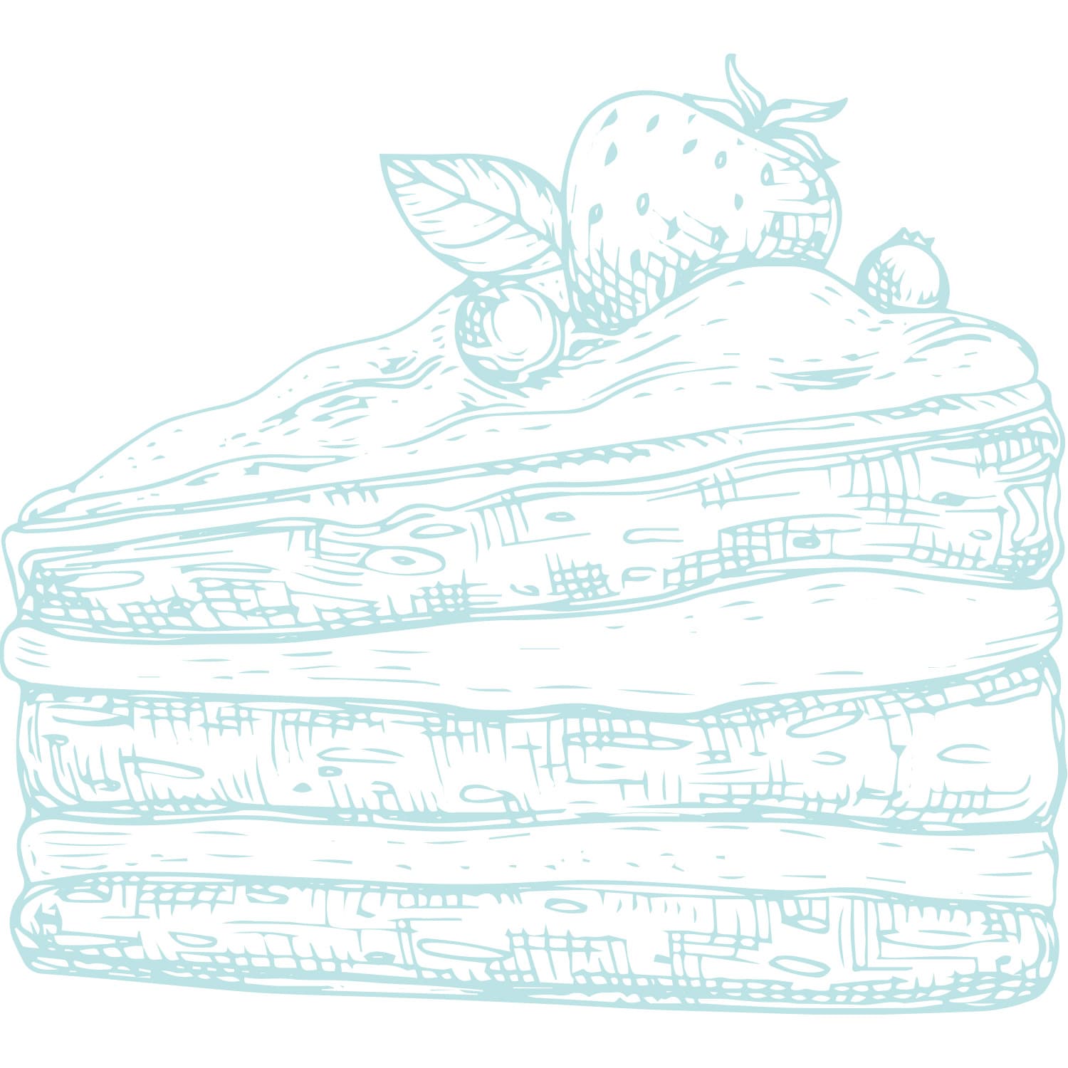 Illustration of a fruitcake topped with a strawberry