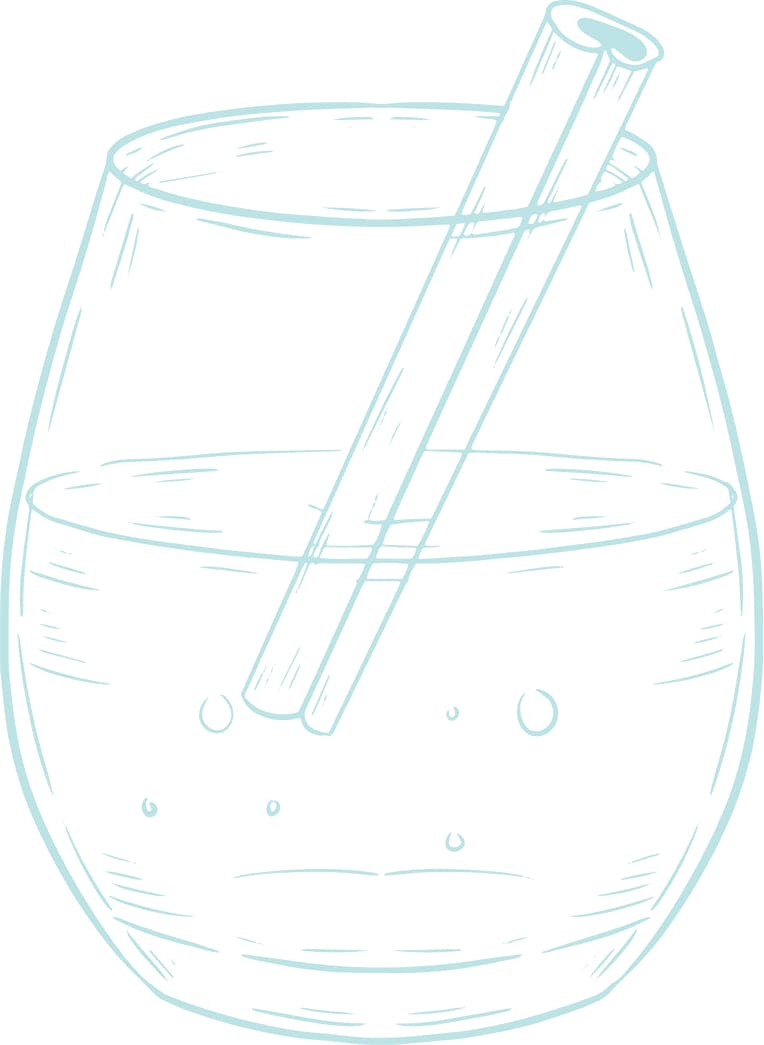 Illustration of a carbonated drink in a glass with a short straw