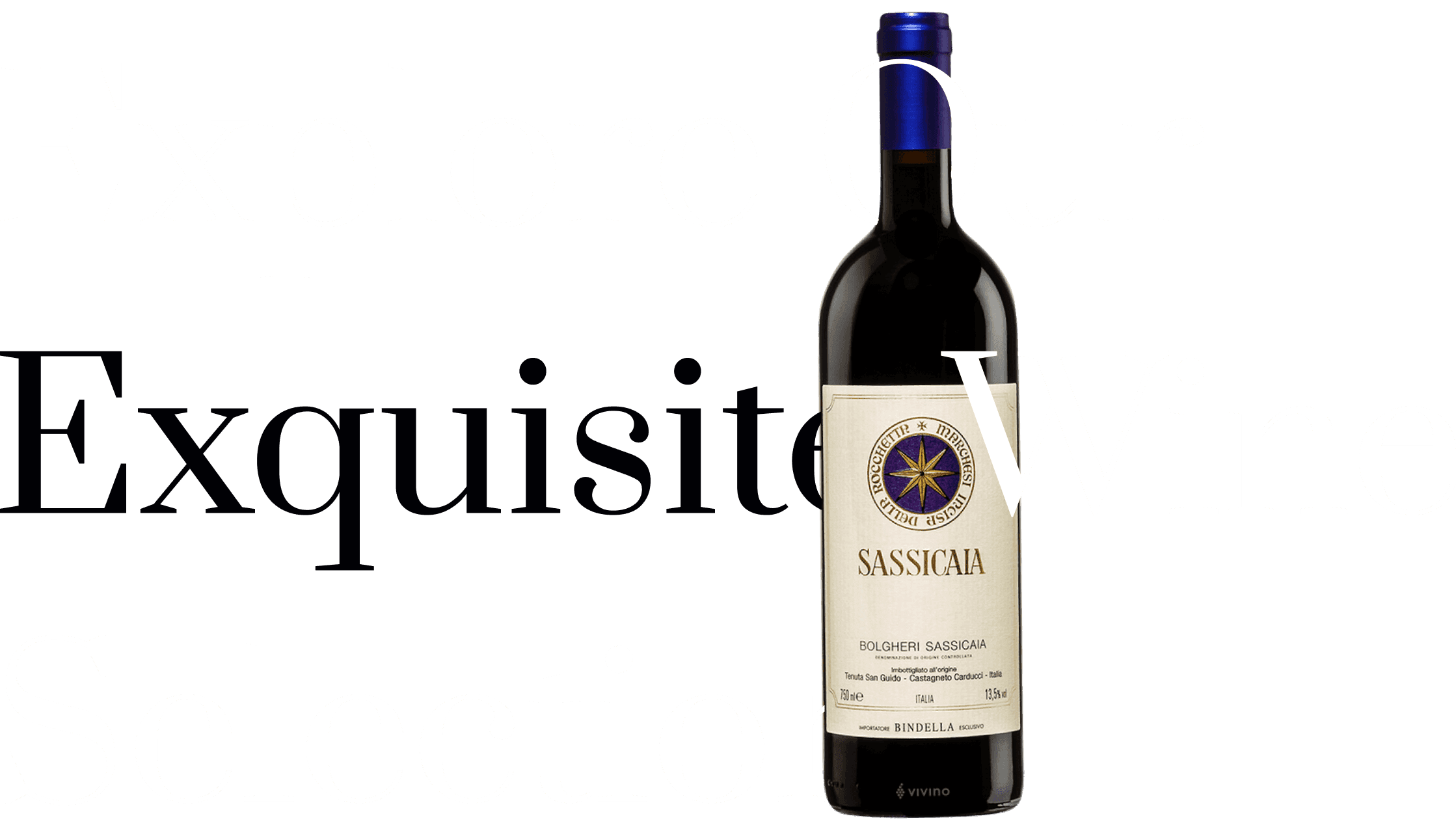 Explore Our Wine Selection at Hotel Conte, featuring a bottle of Sassicaia Bolgheri wine.